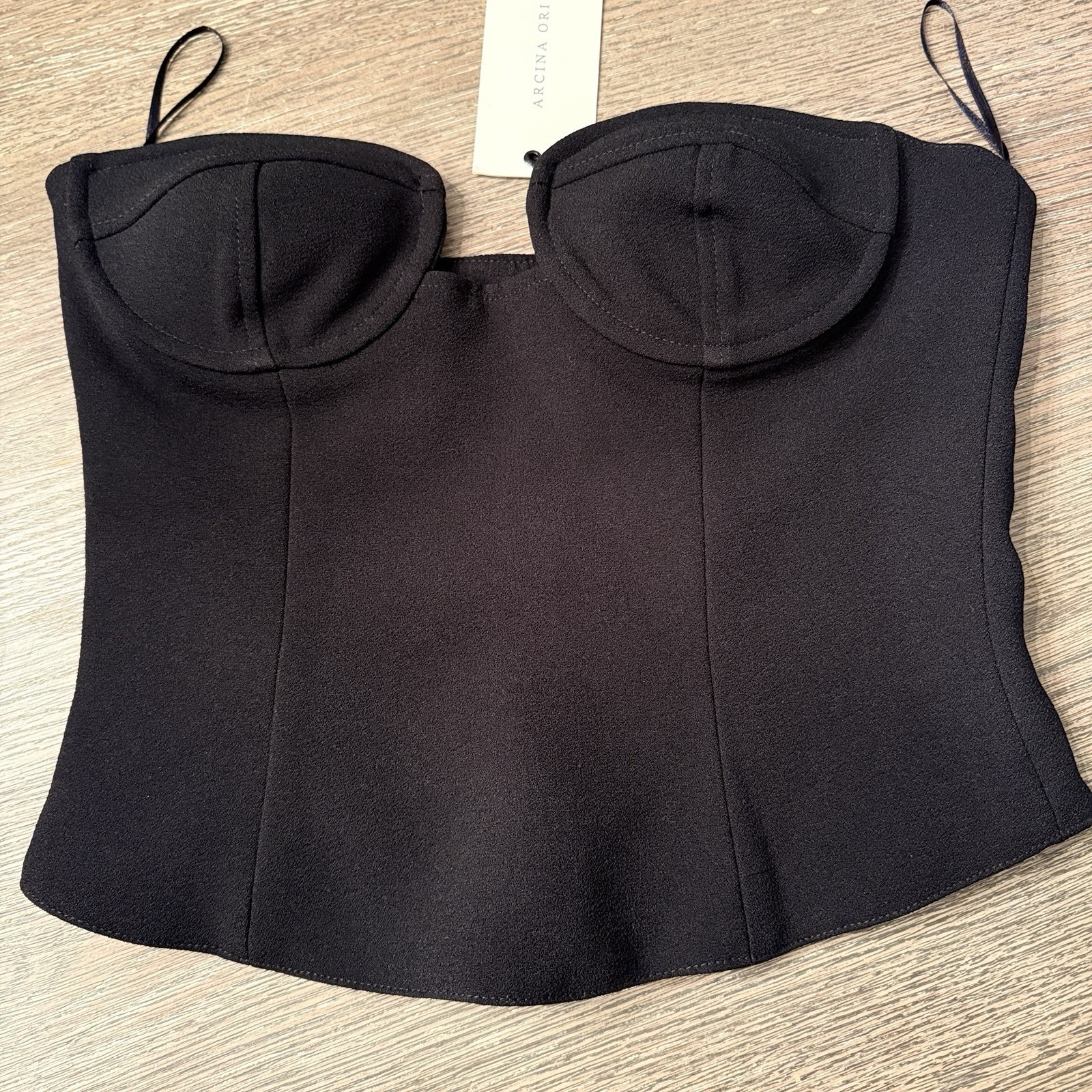 Nwt Arcina Ori Frida Bustier Black Crepe Sz Small — image 4 of 8